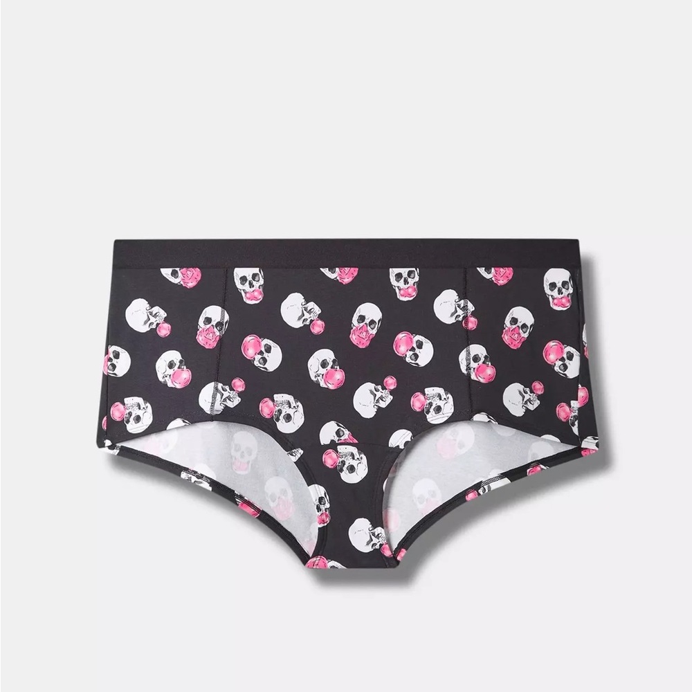 Torrid Size 12 (0X) Pink Skull Bubblegum Mid-Rise Cotton Boyshort Panty NWT